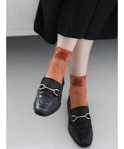 シアーワントーン花柄ショートソックス
