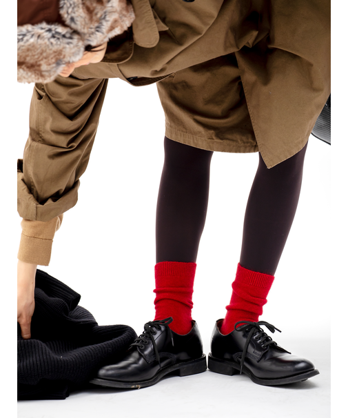 毛混無地ソックス