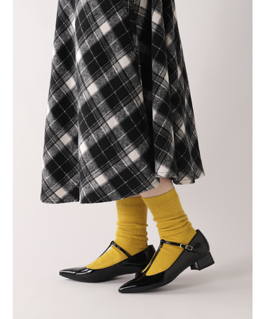 毛混アンゴラ1×1リブハイカットソックス