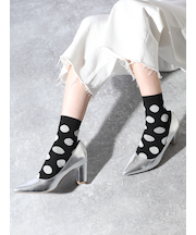 カットソービッグドット柄ショートソックス