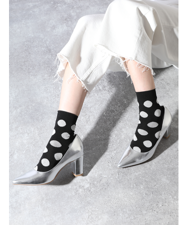 カットソービッグドット柄ショートソックス