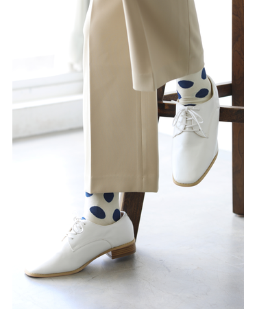 カットソービッグドット柄ショートソックス