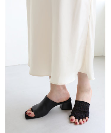 麻混ラメフィンガーレスつま先五本指ソックス