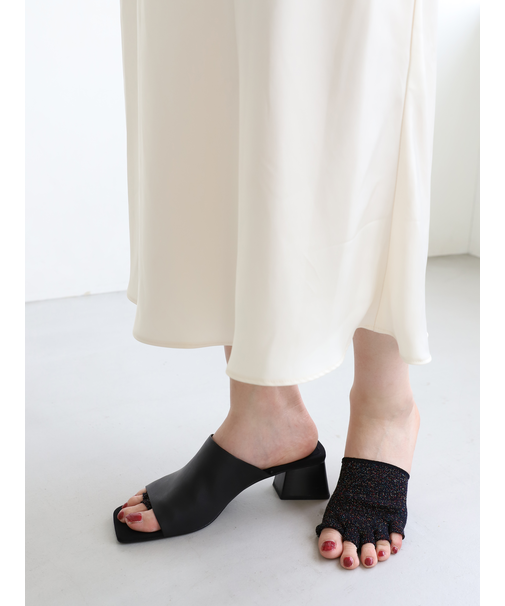 麻混ラメフィンガーレスつま先五本指ソックス