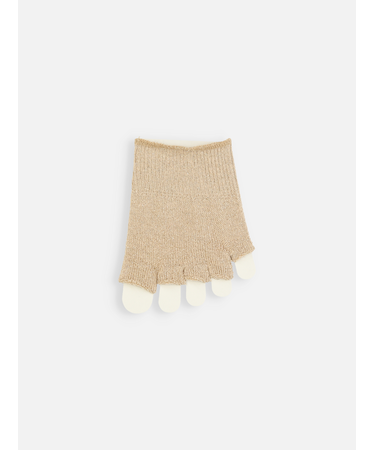 麻混ラメフィンガーレスつま先五本指ソックス