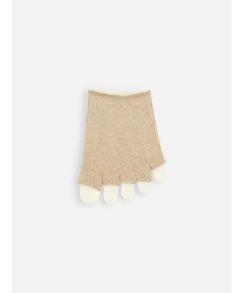 麻混ラメフィンガーレスつま先五本指ソックス