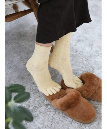 杢カラフルネップ五本指ショートソックス