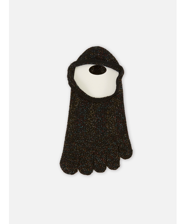 麻混ラメ五本指深履きカバーソックス