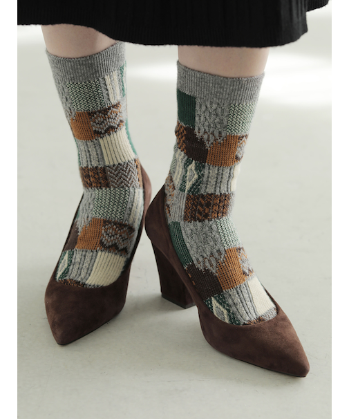 パッチワーク柄ソックス