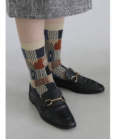 パッチワーク柄ソックス