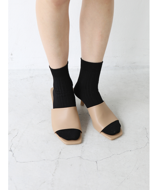 シルケット5×2リブショートソックス