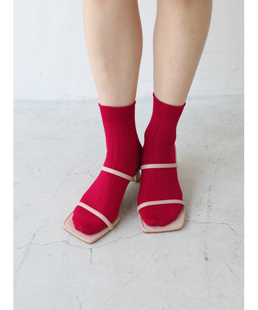 シルケット5×2リブショートソックス