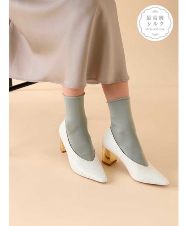 最高級シルクロールショートソックス