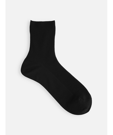 最高級綿スビンゴールド2×2リブショートソックス