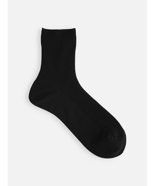 最高級綿スビンゴールド2×2リブショートソックス