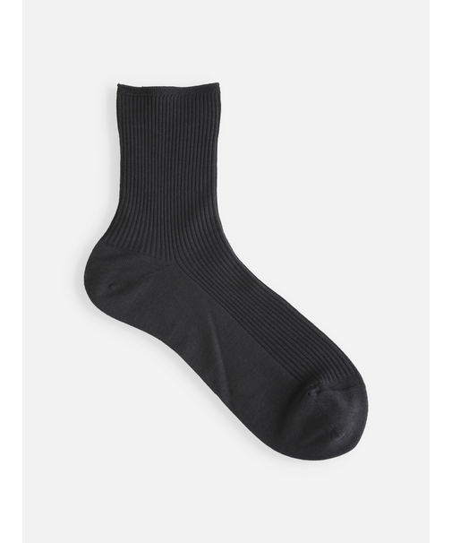 最高級綿スビンゴールド2×2リブショートソックス