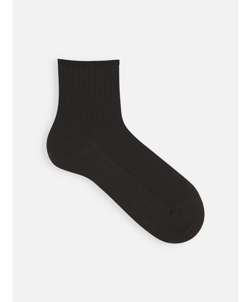 最高級綿スビンゴールド2×2リブショートソックス