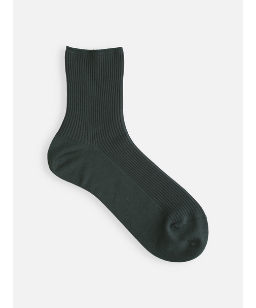 最高級綿スビンゴールド2×2リブショートソックス