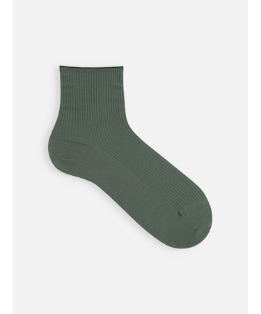 最高級綿スビンゴールド2×2リブショートソックス