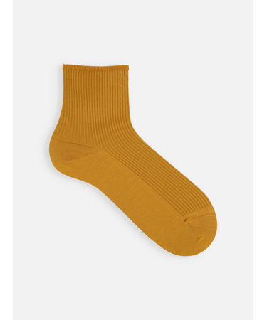 最高級綿スビンゴールド2×2リブショートソックス