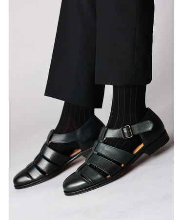 【Tabio MEN】 連続シルケット ストライプレギュラー丈ソックス