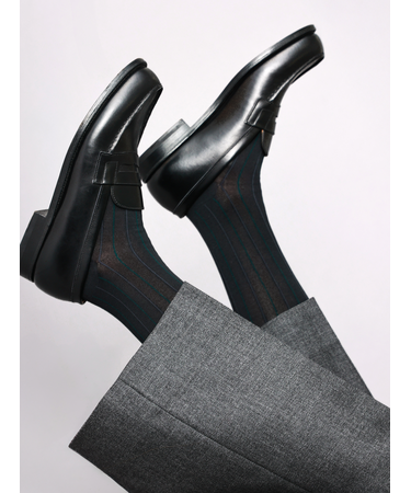 【Tabio MEN】連続シルケットストライプロングホーズ