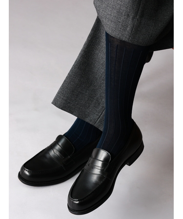 【Tabio MEN】連続シルケットストライプロングホーズ