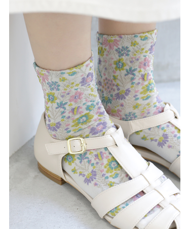 フロートボタニカル総柄ショートソックス