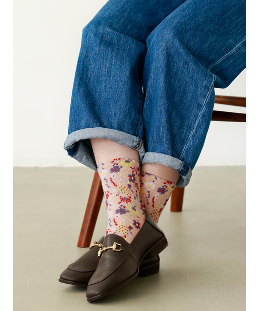 フロートボタニカル総柄ショートソックス