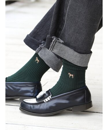 馬刺繍2×2リブソックス