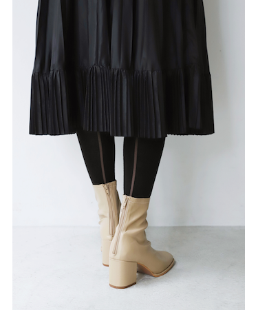 毛混バックシームハイソックス