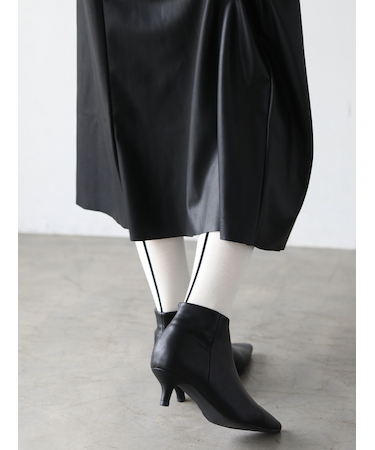 毛混バックシームハイソックス