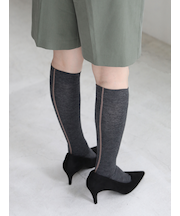 毛混バックシームハイソックス