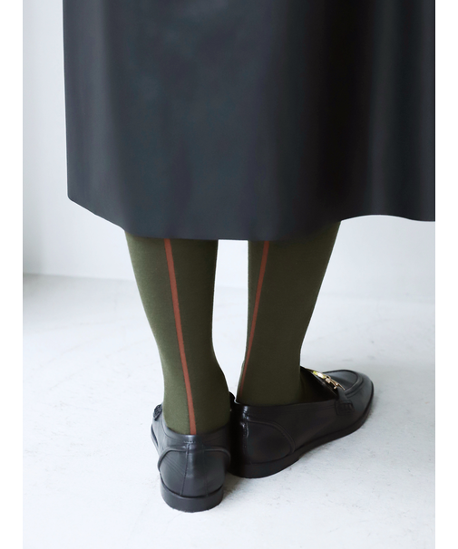 毛混バックシームハイソックス