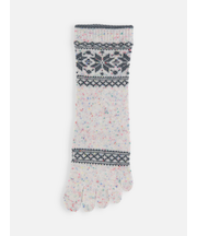 毛混ゴムなし雪柄フェアアイル五本指ソックス