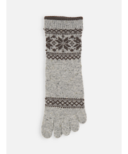 毛混ゴムなし雪柄フェアアイル五本指ソックス