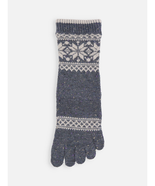 毛混ゴムなし雪柄フェアアイル五本指ソックス