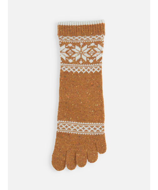 毛混ゴムなし雪柄フェアアイル五本指ソックス