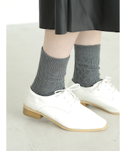 毛混リンクスダイヤとケーブルソックス　