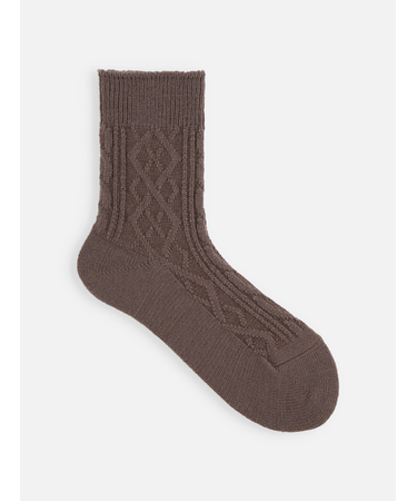 毛混リンクスダイヤとケーブルソックス　