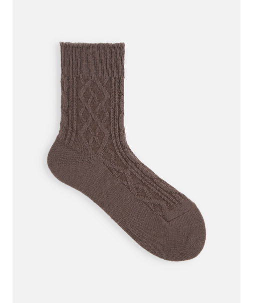 毛混リンクスダイヤとケーブルソックス　