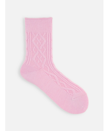 毛混リンクスダイヤとケーブルソックス　