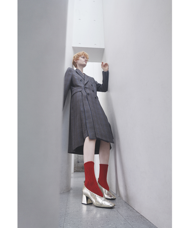 毛混リンクスダイヤとケーブルソックス　