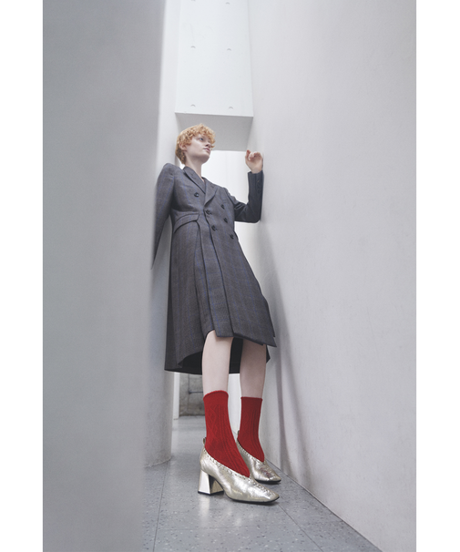 毛混リンクスダイヤとケーブルソックス　