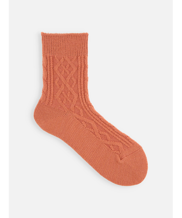 毛混リンクスダイヤとケーブルソックス　