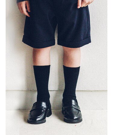 ジュニアサイズ 表糸綿100で毛玉が出来にくい：リブハイクルーソックス22～24cm【刺繍対応】