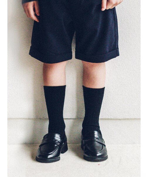 ジュニアサイズ 表糸綿100で毛玉が出来にくい：リブハイクルーソックス22～24cm【刺繍対応】