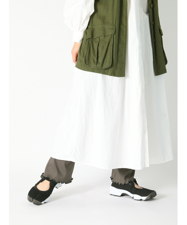 縫製リブ裾メロウレギンス11分丈