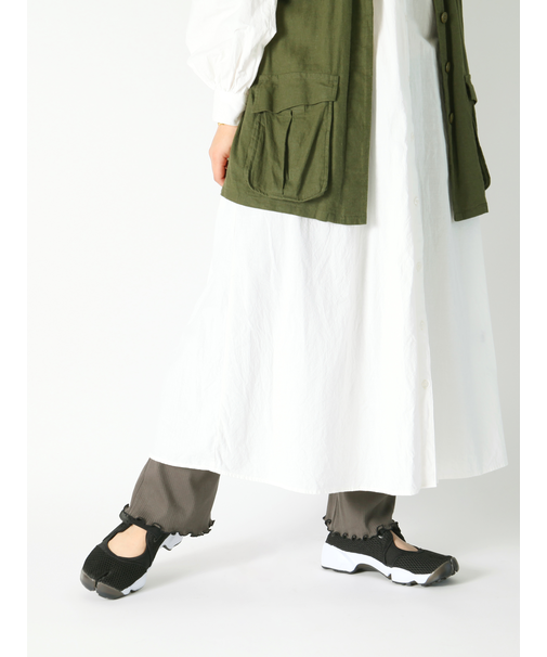 縫製リブ裾メロウレギンス11分丈