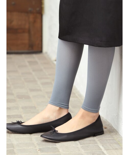 30デニールリブ風レギンス10分丈